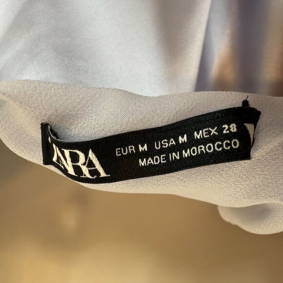 Zara Satin Slip Dress Spaghetti Straps Midi Blue Gray Size Medium - Picture 8 of 11